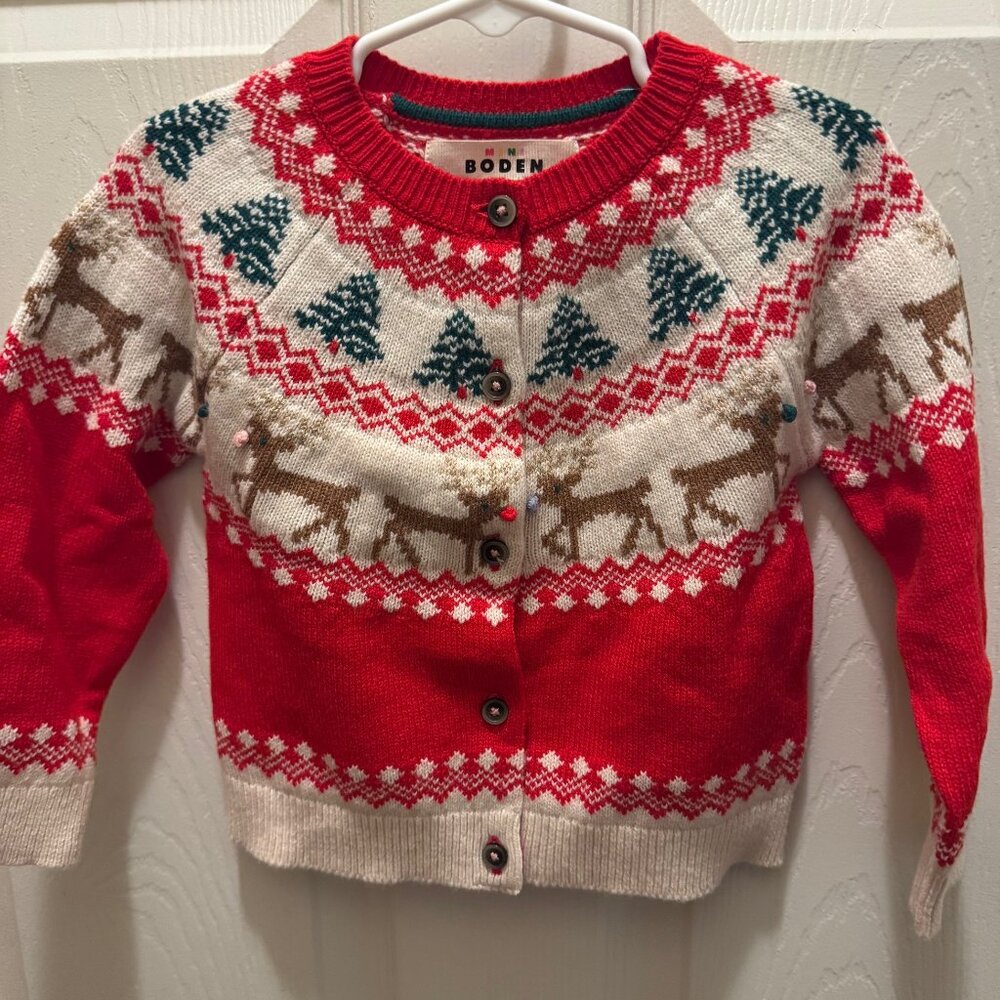 2T Girl's Mini Boden Red Christmas Sweater